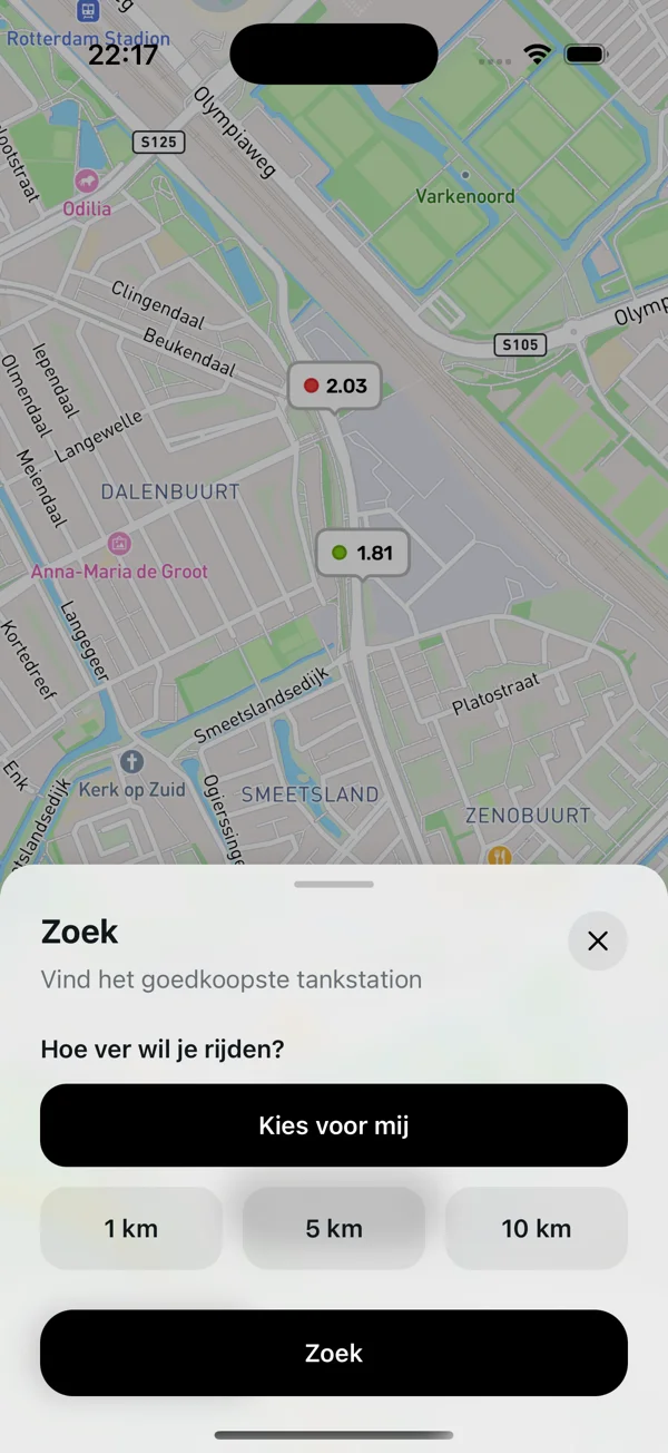 Pompradar zoekfunctie
